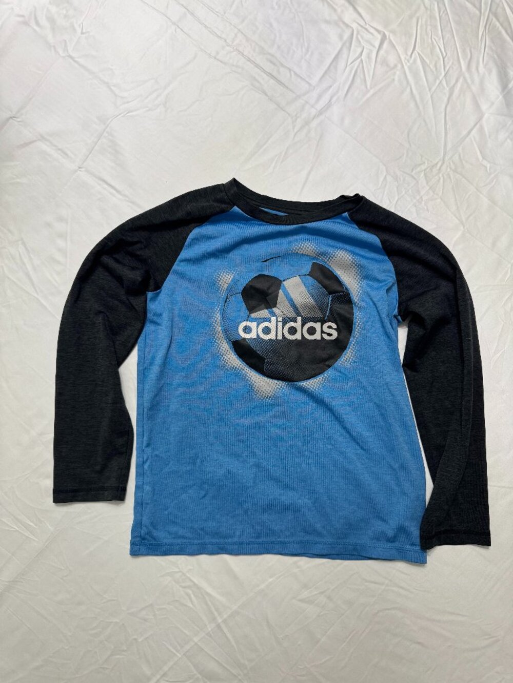 Adidas Blue Soccer Graphic Long Sleeve Shirt Kids 7X